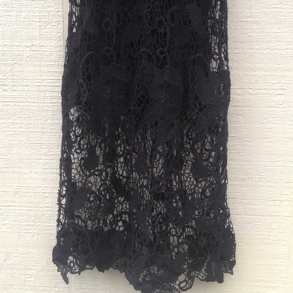 Free People Nora Lace overlay crochet knit black midi racerback sleeveless Dress - Picture 11 of 16